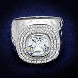 TS231 - Rhodium 925 Sterling Silver Ring with AAA Grade CZ in Clear - Alamode - Flyclothing LLC