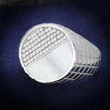 TS233 - Rhodium 925 Sterling Silver Ring with Precious Stone Conch in Aurora Borealis (Rainbow Effect) - Alamode - Flyclothing LLC