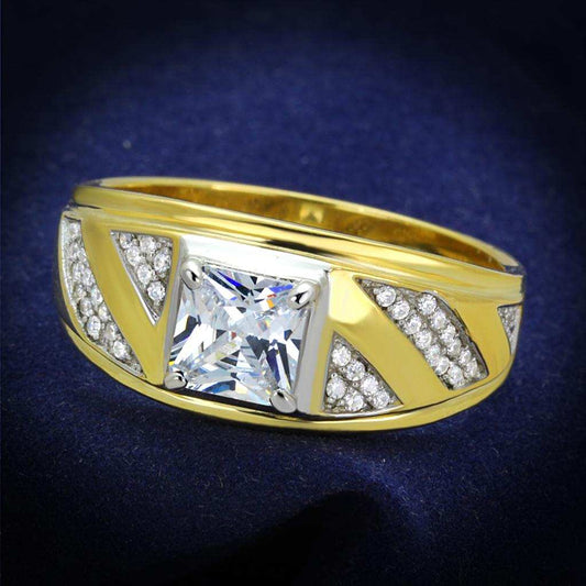 TS247 - Gold+Rhodium 925 Sterling Silver Ring with AAA Grade CZ in Clear - Alamode - Flyclothing LLC