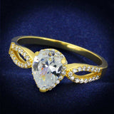 TS248 - Gold 925 Sterling Silver Ring with AAA Grade CZ in Clear - Alamode - Flyclothing LLC
