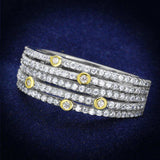 TS251 - Reverse Two-Tone 925 Sterling Silver Ring with AAA Grade CZ in Clear - Alamode - Flyclothing LLC