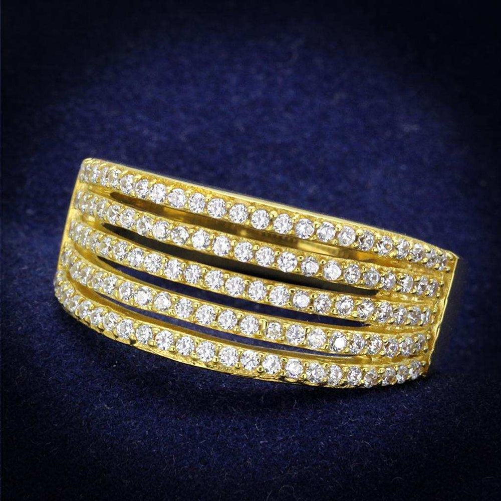 TS254 - Gold 925 Sterling Silver Ring with AAA Grade CZ in Clear - Alamode - Flyclothing LLC