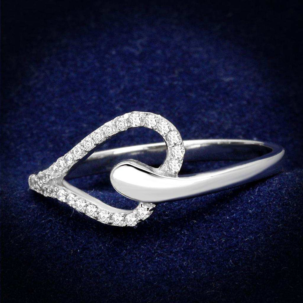 TS269 - Rhodium 925 Sterling Silver Ring with AAA Grade CZ in Clear - Alamode - Flyclothing LLC