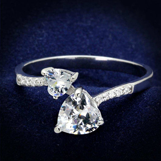 TS271 - Rhodium 925 Sterling Silver Ring with AAA Grade CZ in Clear - Alamode - Flyclothing LLC