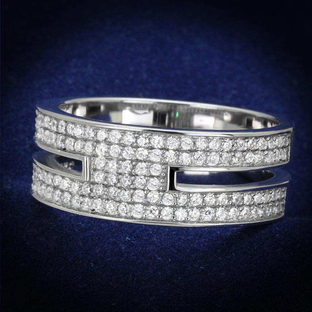 TS273 - Rhodium 925 Sterling Silver Ring with AAA Grade CZ in Clear - Alamode - Flyclothing LLC