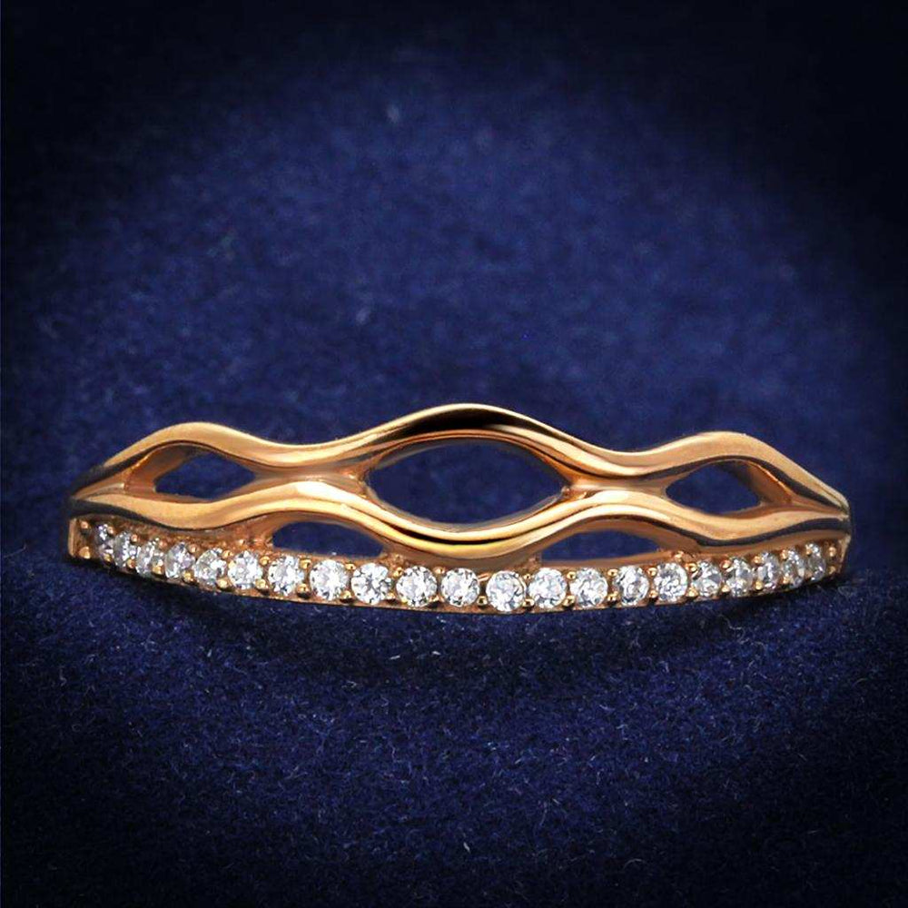 TS278 - Rose Gold 925 Sterling Silver Ring with AAA Grade CZ in Clear - Alamode - Flyclothing LLC