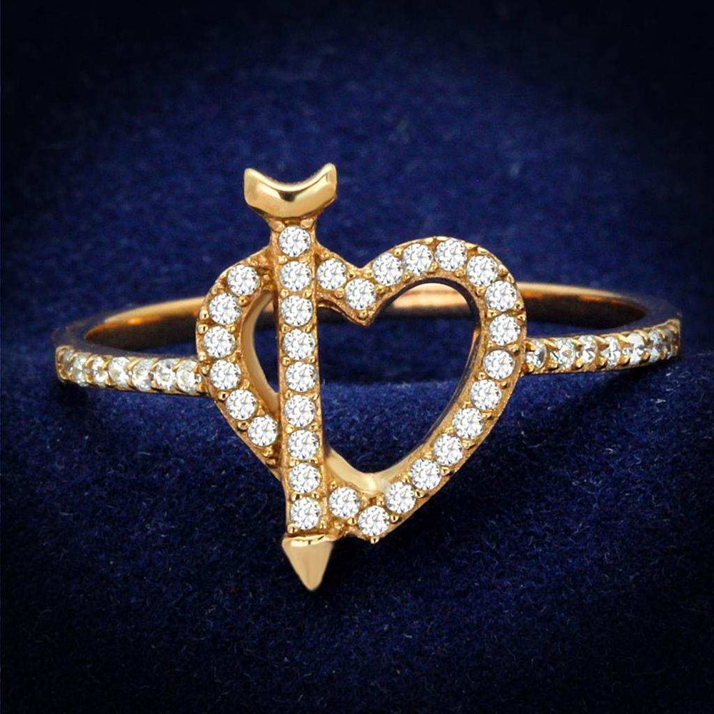 TS281 - Rose Gold 925 Sterling Silver Ring with AAA Grade CZ in Clear - Alamode - Flyclothing LLC