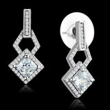 TS291 - Rhodium 925 Sterling Silver Earrings with AAA Grade CZ in Clear - Alamode - Flyclothing LLC