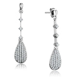 TS292 - Rhodium 925 Sterling Silver Earrings with AAA Grade CZ in Clear - Alamode - Flyclothing LLC