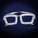 TS306 - Rhodium 925 Sterling Silver Ring with AAA Grade CZ in Clear - Alamode - Flyclothing LLC
