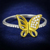 TS312 - Reverse Two-Tone 925 Sterling Silver Ring with AAA Grade CZ in Clear - Alamode - Flyclothing LLC