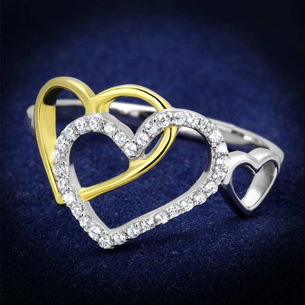 TS321 - Gold+Rhodium 925 Sterling Silver Ring with AAA Grade CZ in Clear - Alamode - Flyclothing LLC
