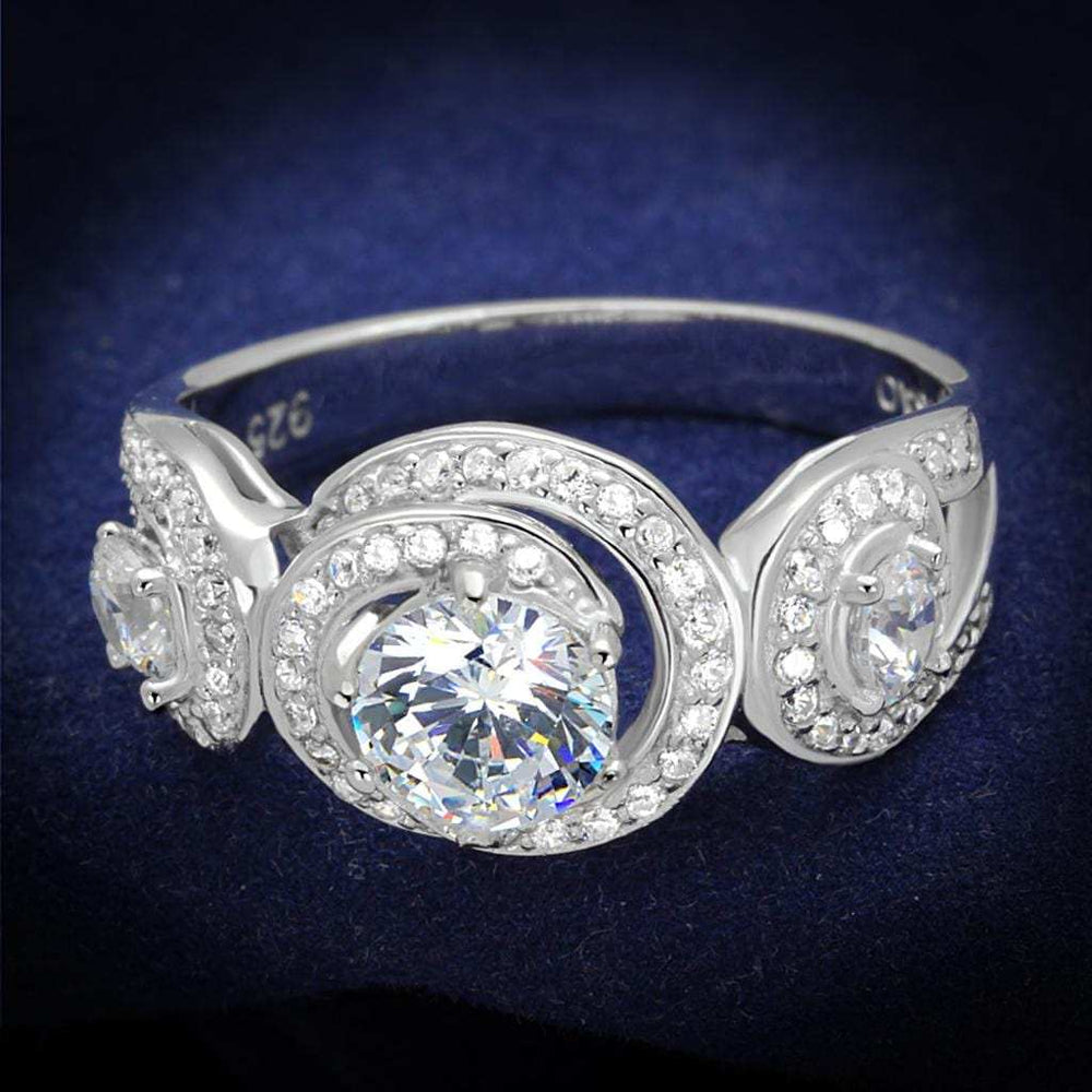TS332 - Rhodium 925 Sterling Silver Ring with AAA Grade CZ in Clear - Alamode - Flyclothing LLC