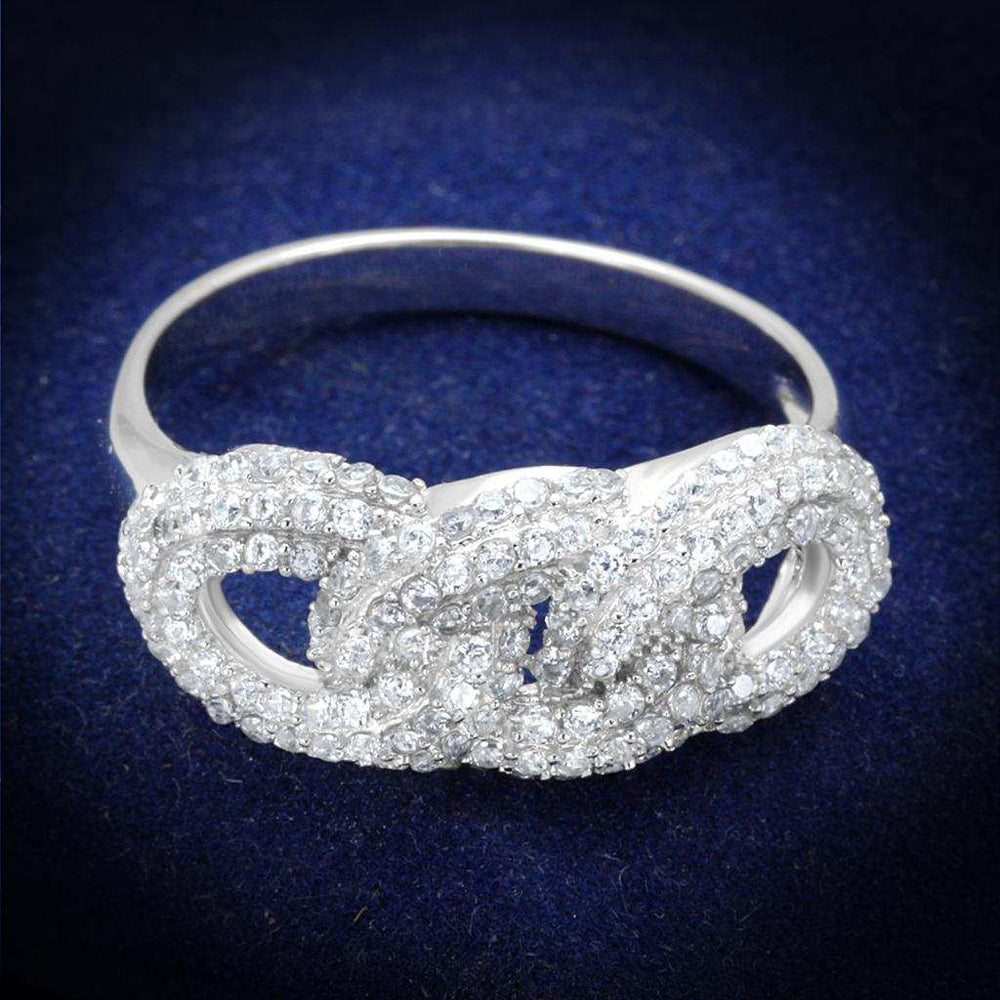 TS334 - Rhodium 925 Sterling Silver Ring with AAA Grade CZ in Clear - Alamode - Flyclothing LLC