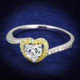 TS339 - Reverse Two-Tone 925 Sterling Silver Ring with AAA Grade CZ in Clear - Alamode - Flyclothing LLC