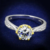 TS340 - Reverse Two-Tone 925 Sterling Silver Ring with AAA Grade CZ in Clear - Alamode - Flyclothing LLC