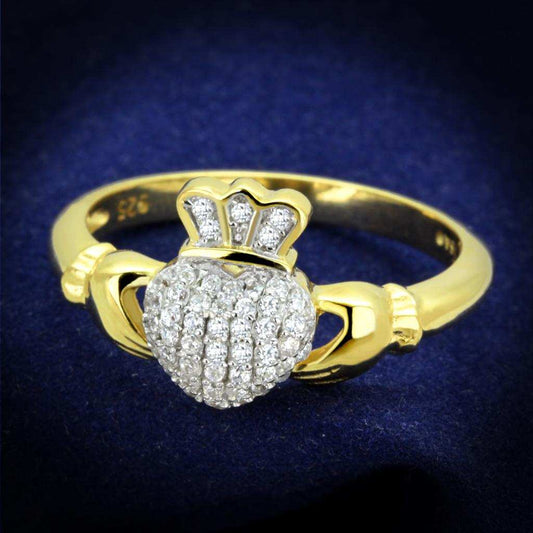 TS342 - Gold+Rhodium 925 Sterling Silver Ring with AAA Grade CZ in Clear - Alamode - Flyclothing LLC