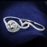 TS351 - Rhodium 925 Sterling Silver Ring with AAA Grade CZ in Clear - Alamode - Flyclothing LLC