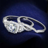 TS352 - Rhodium 925 Sterling Silver Ring with AAA Grade CZ in Clear - Alamode - Flyclothing LLC