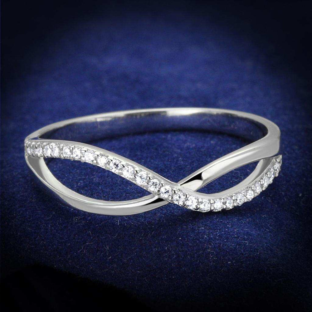 TS355 - Rhodium 925 Sterling Silver Ring with AAA Grade CZ in Clear - Alamode - Flyclothing LLC