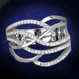 TS357 - Rhodium 925 Sterling Silver Ring with AAA Grade CZ in Clear - Alamode - Flyclothing LLC