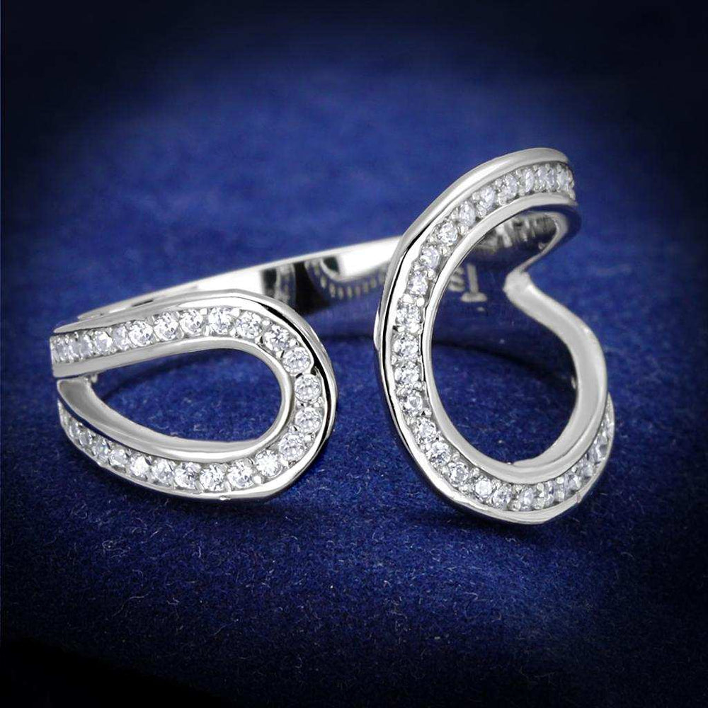 TS359 - Rhodium 925 Sterling Silver Ring with AAA Grade CZ in Clear - Alamode - Flyclothing LLC