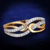 TS361 - Rose Gold + Rhodium 925 Sterling Silver Ring with AAA Grade CZ in Clear - Alamode - Flyclothing LLC