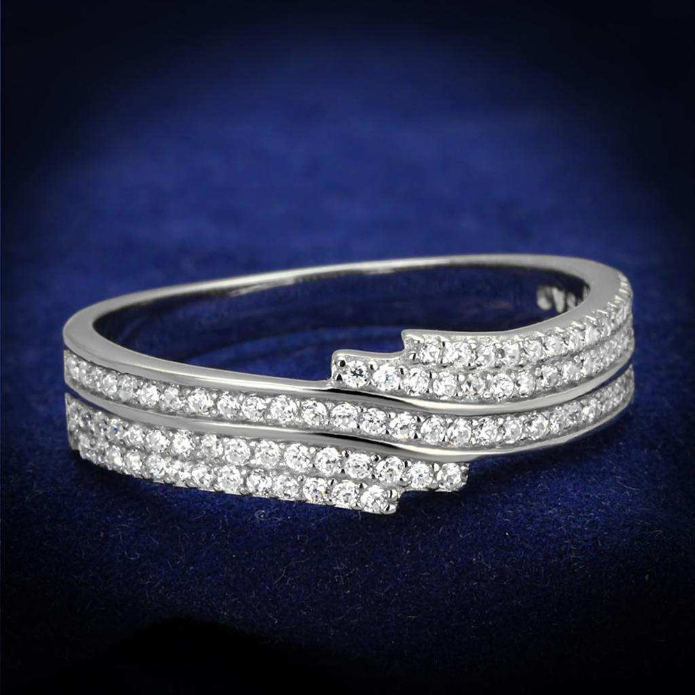 TS367 - Rhodium 925 Sterling Silver Ring with AAA Grade CZ in Clear - Alamode - Flyclothing LLC