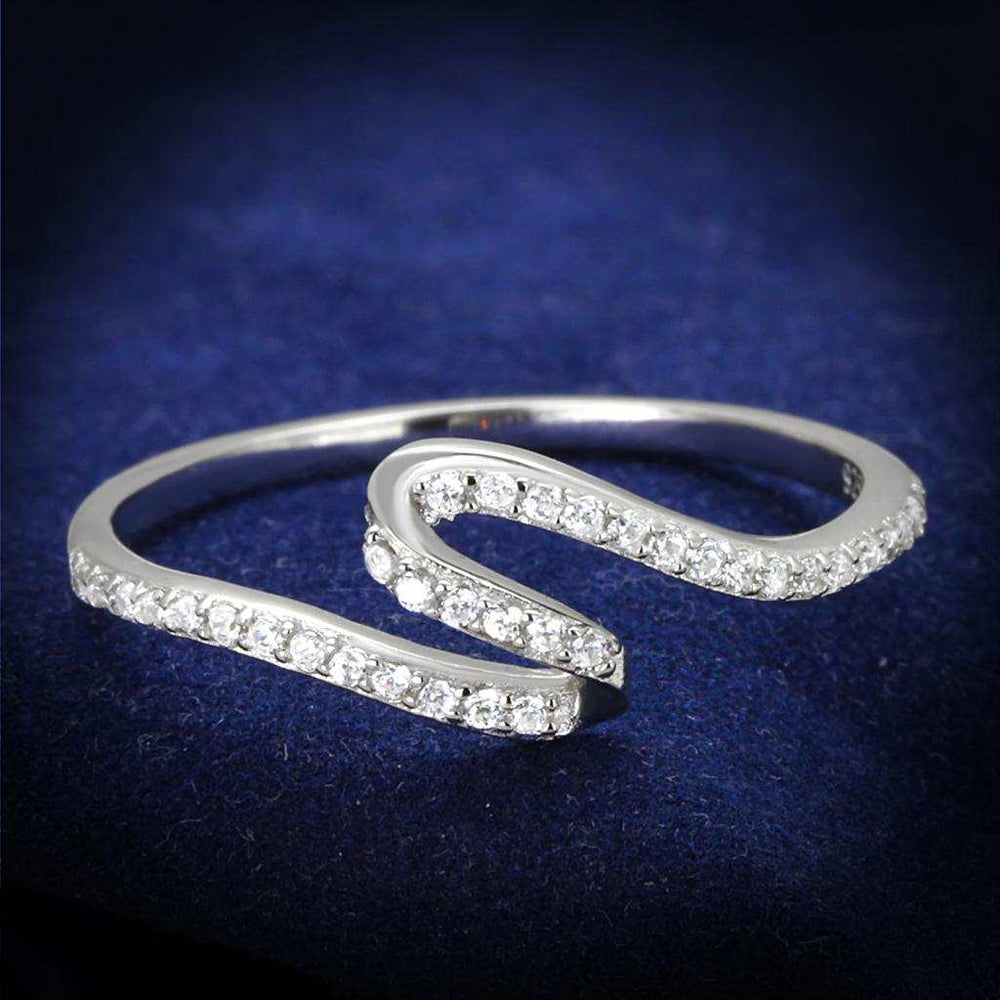 TS368 - Rhodium 925 Sterling Silver Ring with AAA Grade CZ in Clear - Alamode - Flyclothing LLC