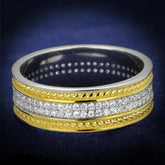 TS369 - Reverse Two-Tone 925 Sterling Silver Ring with AAA Grade CZ in Clear - Alamode - Flyclothing LLC