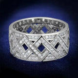TS372 - Rhodium 925 Sterling Silver Ring with AAA Grade CZ in Clear - Alamode - Flyclothing LLC