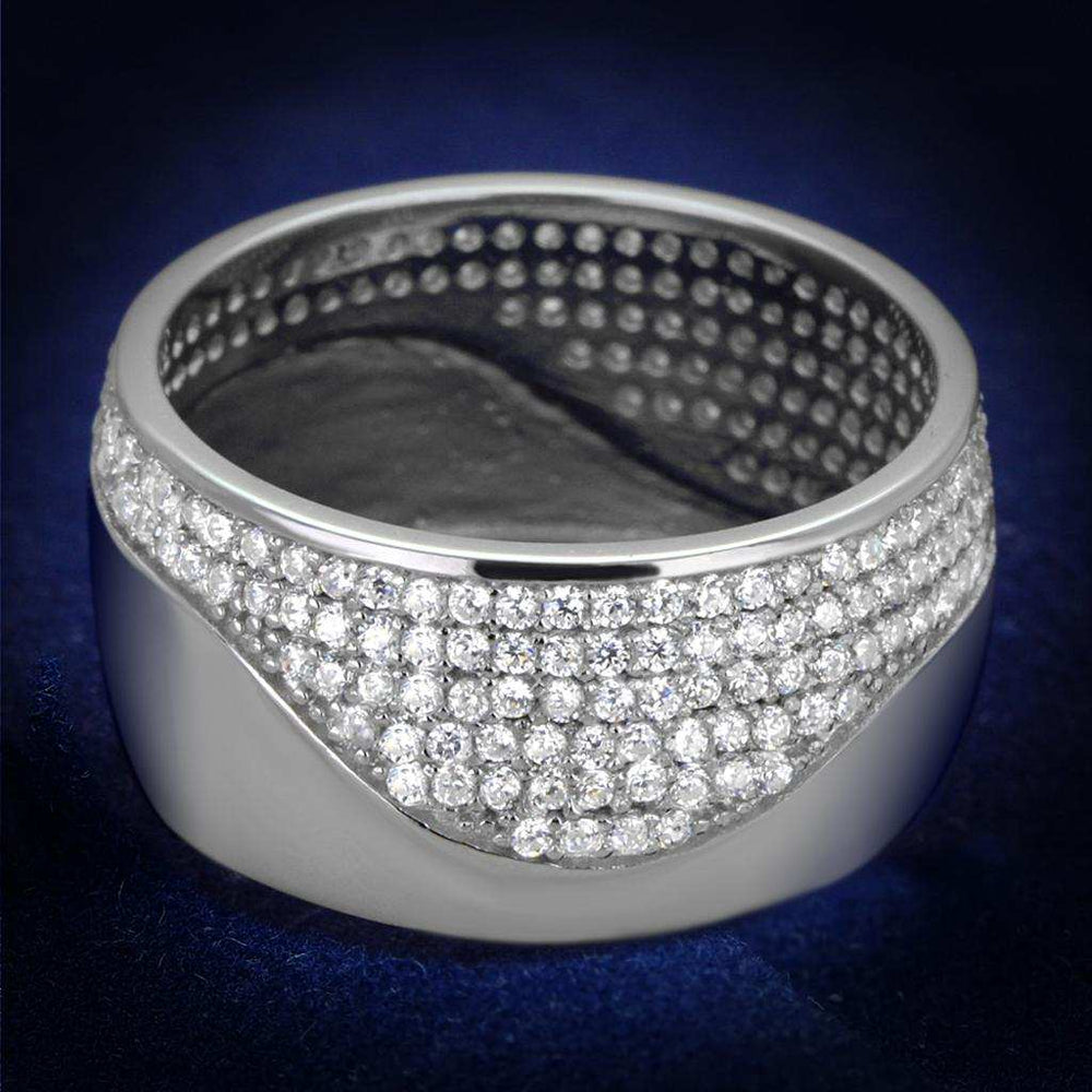 TS378 - Rhodium 925 Sterling Silver Ring with AAA Grade CZ in Clear - Alamode - Flyclothing LLC