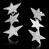 TS381 - Rhodium 925 Sterling Silver Earrings with AAA Grade CZ in Clear - Alamode - Flyclothing LLC