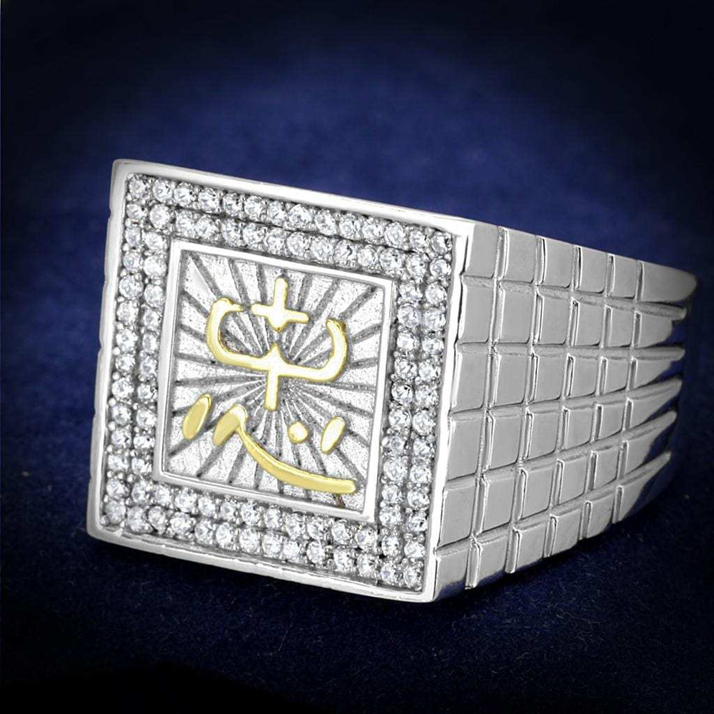 TS389 - Gold+Rhodium 925 Sterling Silver Ring with AAA Grade CZ in Clear - Alamode - Flyclothing LLC
