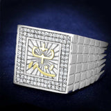 TS389 - Gold+Rhodium 925 Sterling Silver Ring with AAA Grade CZ in Clear - Alamode - Flyclothing LLC