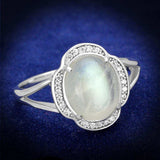 TS393 - Rhodium 925 Sterling Silver Ring with Semi-Precious Moon Stone in Clear - Alamode - Flyclothing LLC