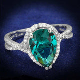 TS394 - Rhodium 925 Sterling Silver Ring with Synthetic Synthetic Glass in Blue Zircon - Alamode - Flyclothing LLC
