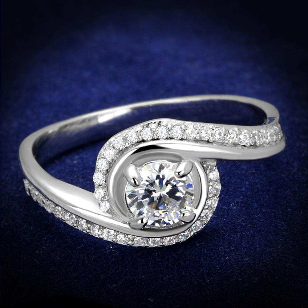 TS397 - Rhodium 925 Sterling Silver Ring with AAA Grade CZ in Clear - Alamode - Flyclothing LLC