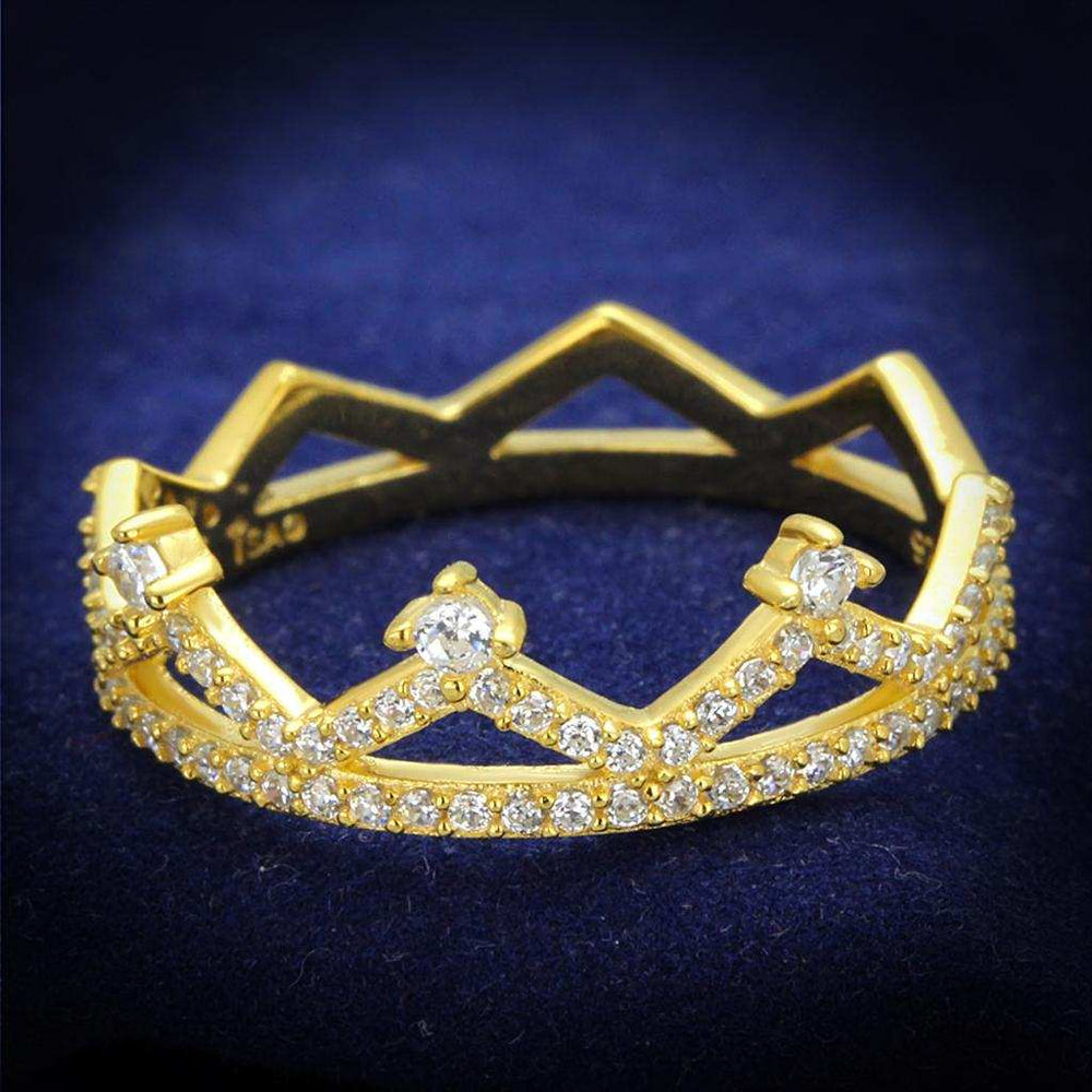 TS404 - Gold 925 Sterling Silver Ring with AAA Grade CZ in Clear - Alamode - Flyclothing LLC