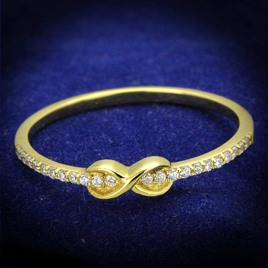 TS405 - Gold 925 Sterling Silver Ring with AAA Grade CZ in Clear - Alamode - Flyclothing LLC