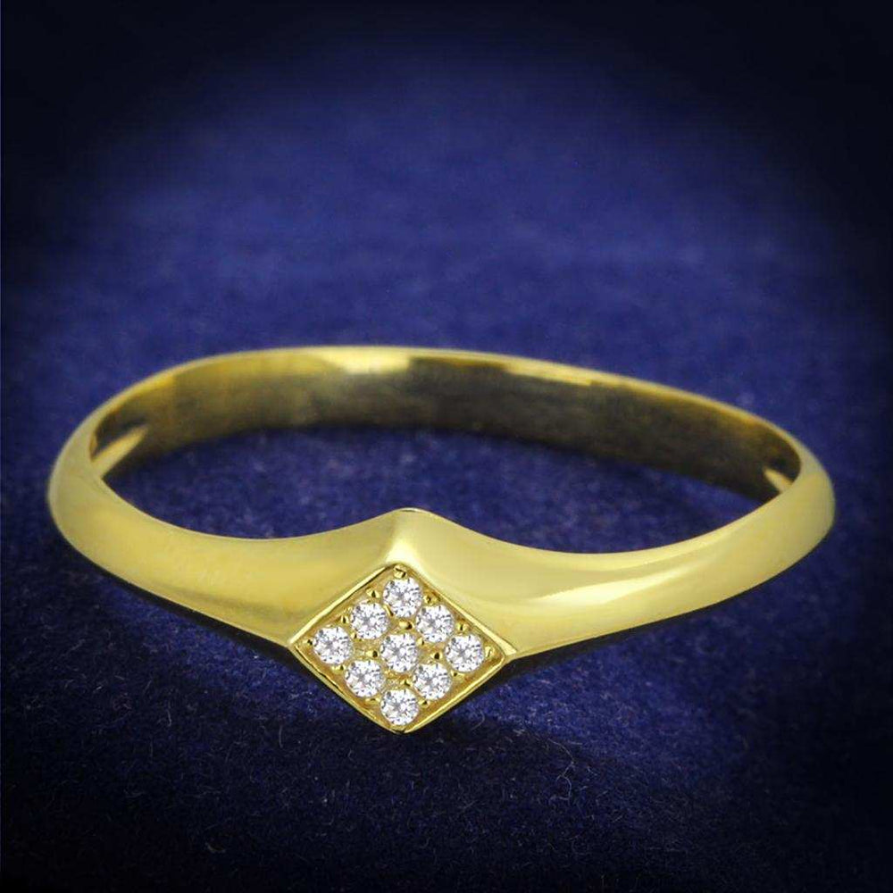 TS406 - Gold 925 Sterling Silver Ring with AAA Grade CZ in Clear - Alamode - Flyclothing LLC