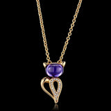 TS408 - Rose Gold 925 Sterling Silver Chain Pendant with AAA Grade CZ in Amethyst - Alamode - Flyclothing LLC