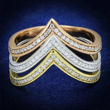 TS416 - Rhodium + Gold + Rose Gold 925 Sterling Silver Ring with AAA Grade CZ in Clear - Alamode - Flyclothing LLC