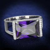 TS417 - Rhodium 925 Sterling Silver Ring with AAA Grade CZ in Amethyst - Alamode - Flyclothing LLC