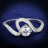 TS423 - Rhodium 925 Sterling Silver Ring with AAA Grade CZ in Clear - Alamode - Flyclothing LLC