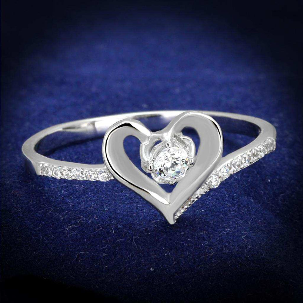 TS425 - Rhodium 925 Sterling Silver Ring with AAA Grade CZ in Clear - Alamode - Flyclothing LLC