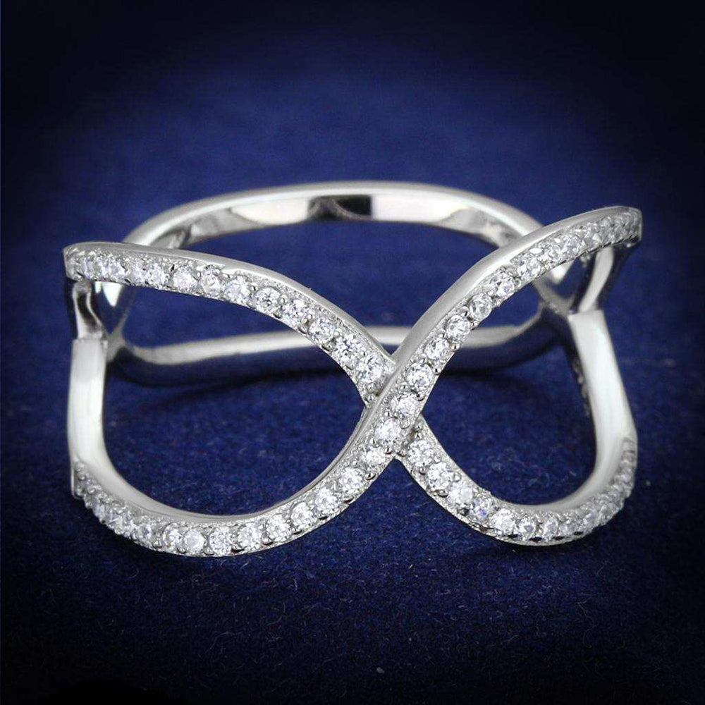 TS427 - Rhodium 925 Sterling Silver Ring with AAA Grade CZ in Clear - Alamode - Flyclothing LLC