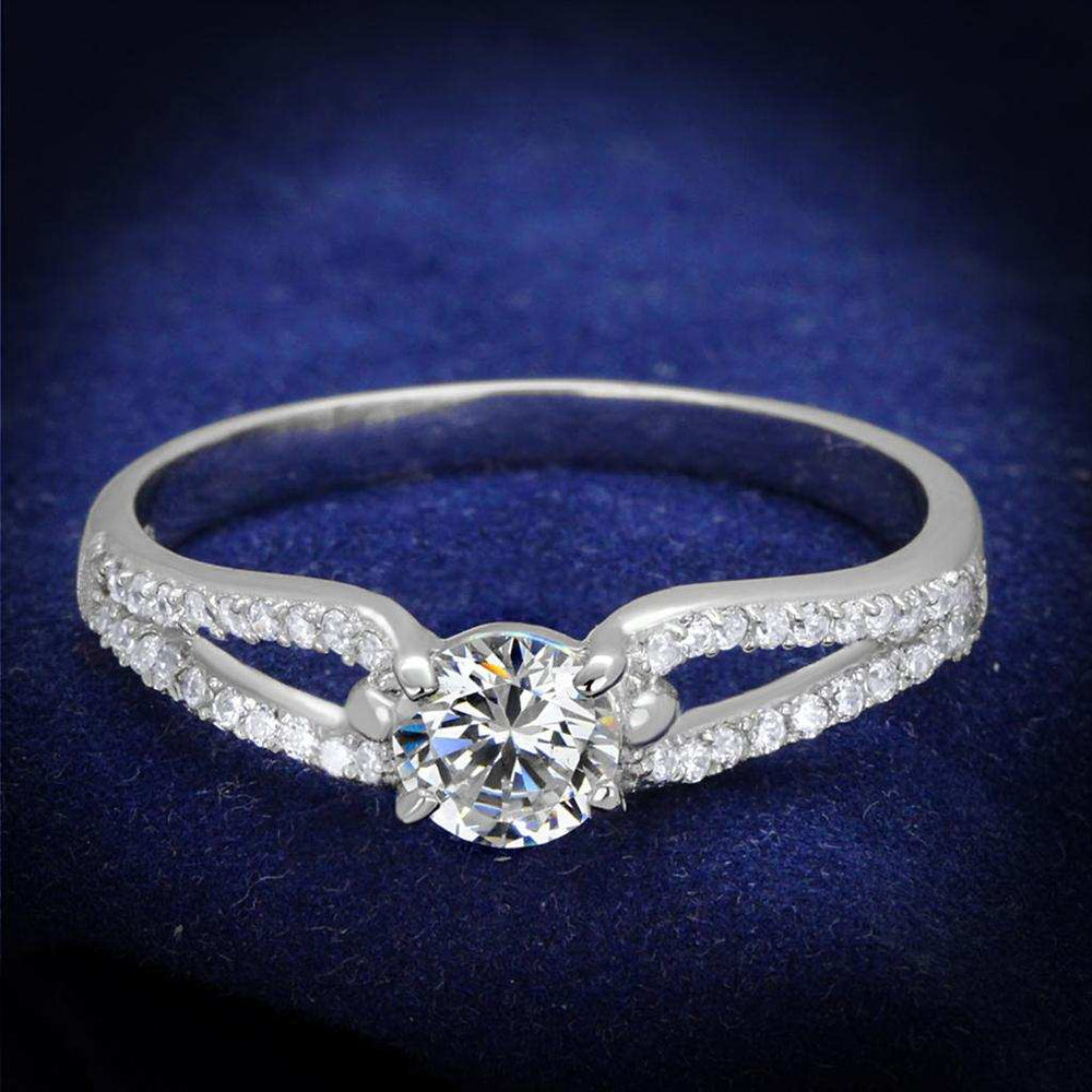 TS431 - Rhodium 925 Sterling Silver Ring with AAA Grade CZ in Clear - Alamode - Flyclothing LLC