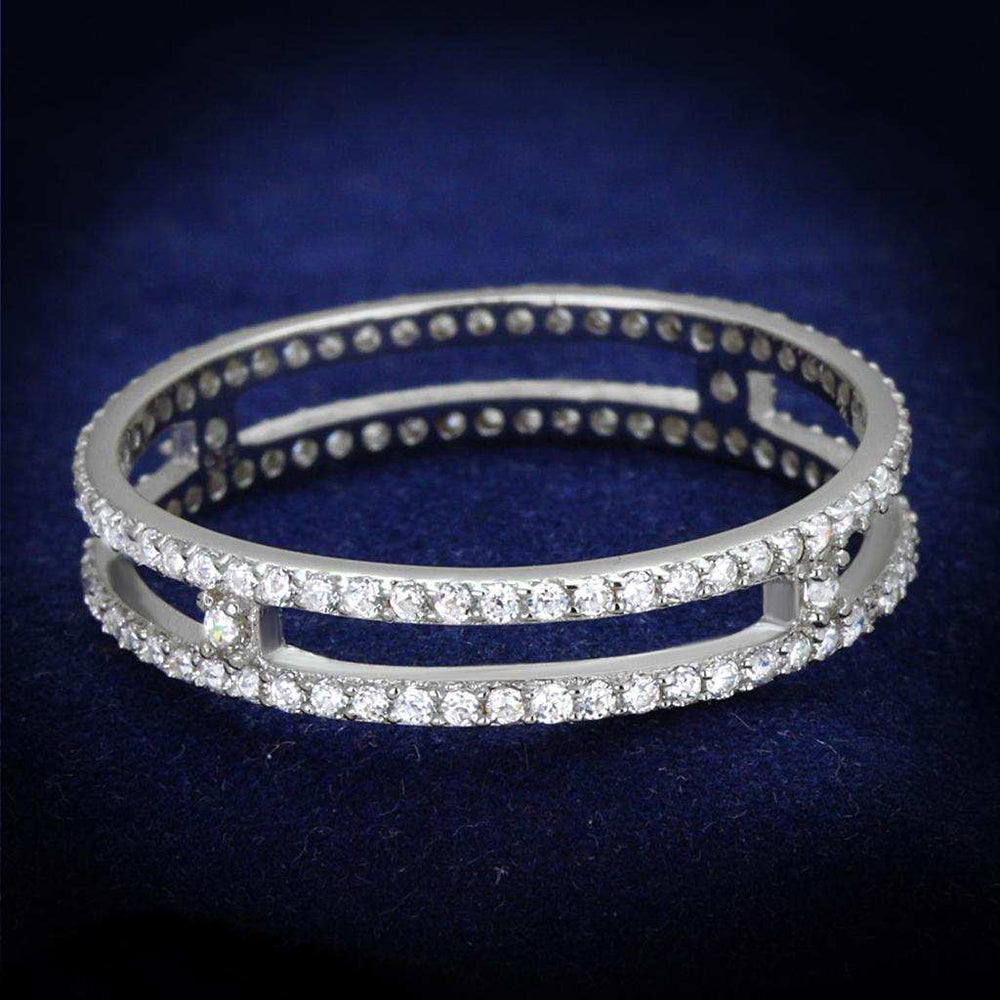 TS434 - Rhodium 925 Sterling Silver Ring with AAA Grade CZ in Clear - Alamode - Flyclothing LLC