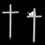 TS440 - Rhodium 925 Sterling Silver Earrings with AAA Grade CZ in Clear - Alamode - Flyclothing LLC